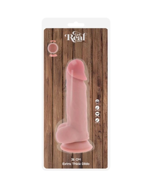 GET REAL - DELUXE REALISTIC PENIS WITH TESTICLES EXTRA THICK 31 CM