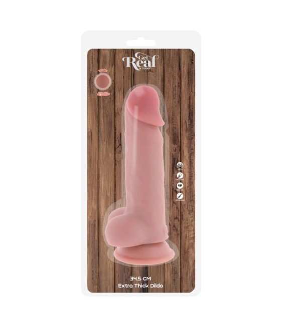 GET REAL - DELUXE REALISTIC PENIS WITH TESTICLES EXTRA THICK 34.5 CM