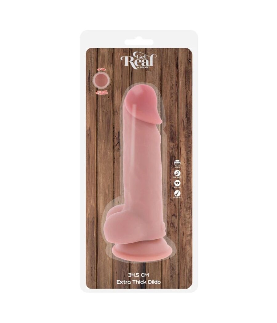 GET REAL - DELUXE REALISTIC PENIS WITH TESTICLES EXTRA THICK 34.5 CM