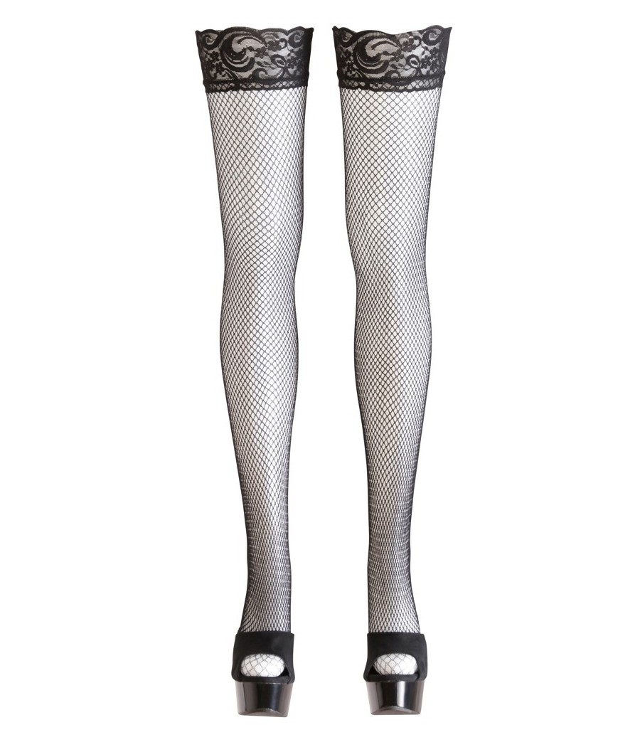 CALZE AUTOREGGENTI A RETE CON BALZA IN PIZZO