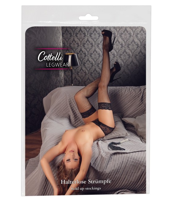 CALZE AUTOREGGENTI A RETE CON BALZA IN PIZZO