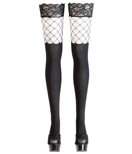 CALZE AUTOREGGENTI COMBINATE NON TRASPARENTI E A RETE