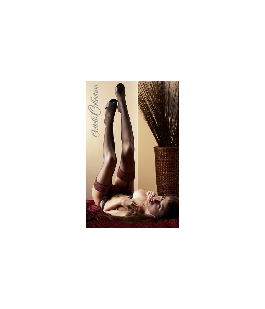 CALZE CATTURA SGUARDO CON BALZA IN PIZZO ROSSA