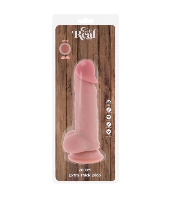GET REAL - DELUXE REALISTIC PENIS WITH TESTICLES EXTRA THICK 28 CM