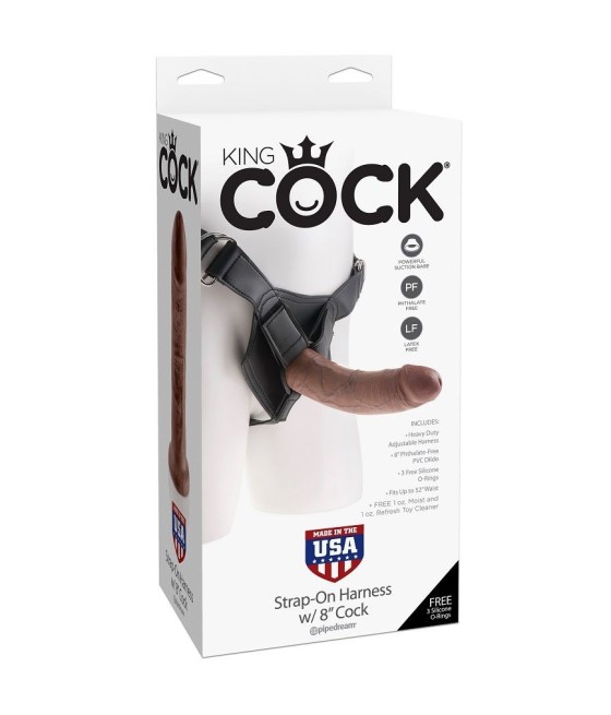 KING COCK - HARNESS WITH REALISTIC PENIS BROWN 20.3 CM