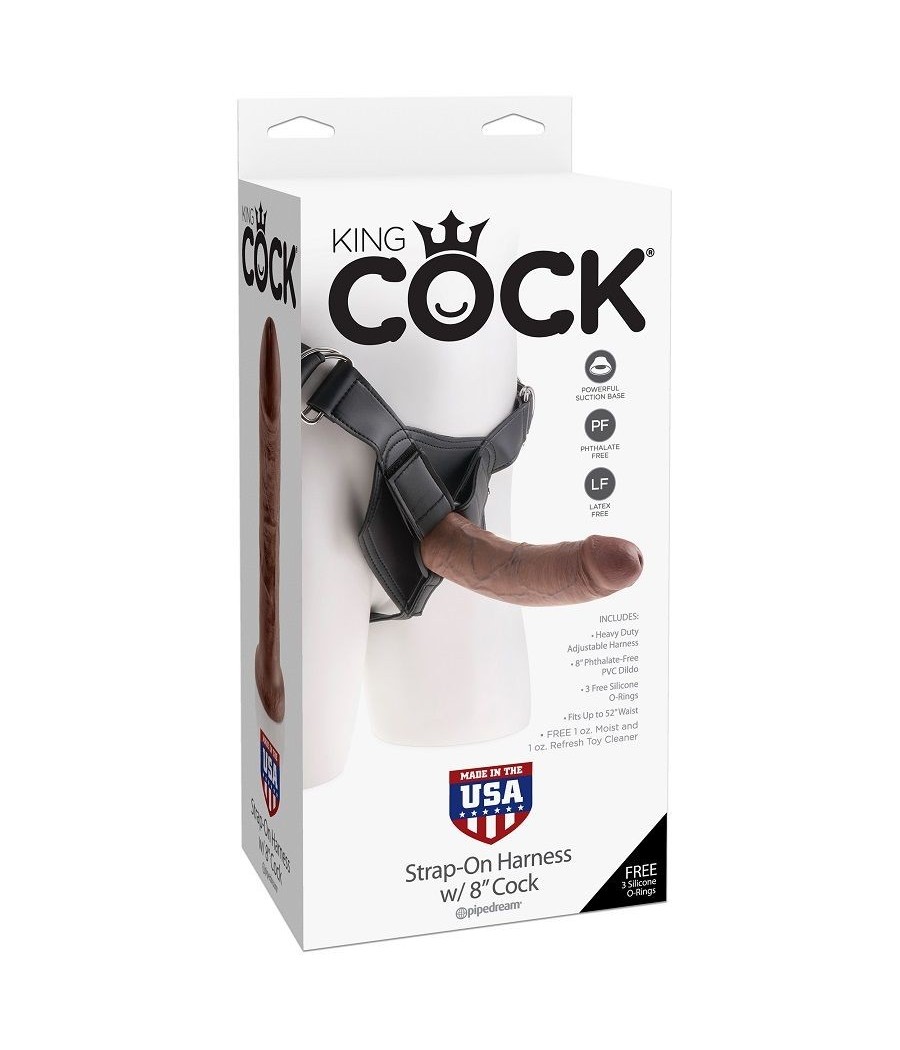 KING COCK - HARNESS WITH REALISTIC PENIS BROWN 20.3 CM