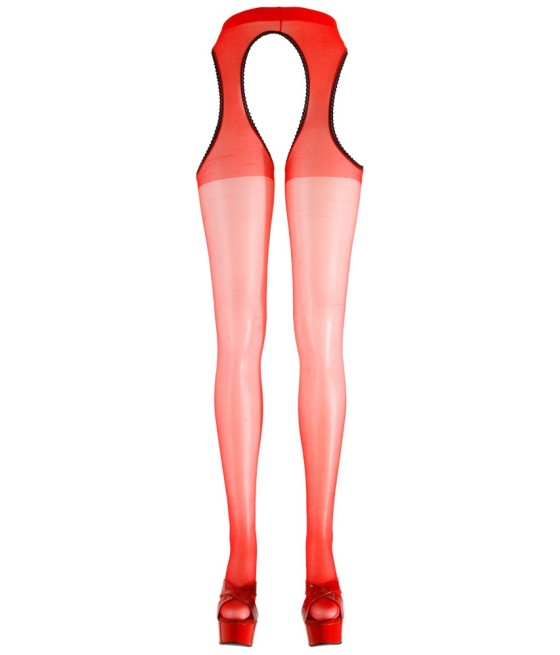 CALZE E REGGICALZE ROSSO CON APERTURE "SEX TIGHTS"