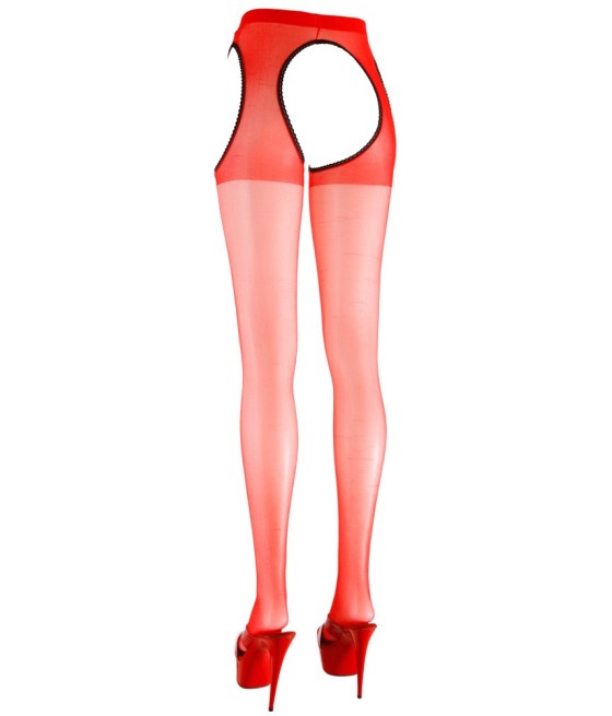 CALZE E REGGICALZE ROSSO CON APERTURE "SEX TIGHTS"