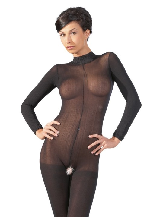 BODYSTOCKING IN TESSUTO TRASPARENTE CON COLLETTO IN PIZZO BODYSTOCKING IN TESSUTO TRASPARENTE CON COLLETTO IN PIZZO
