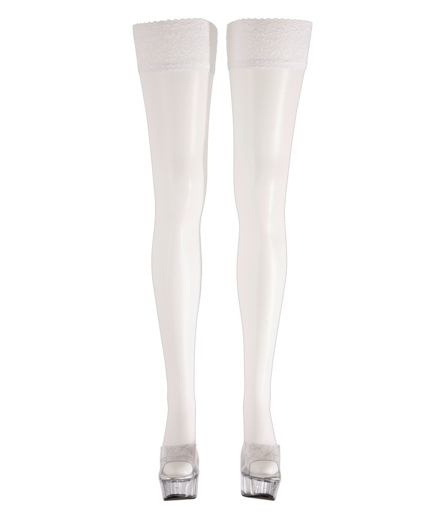 CALZE AUTOREGGENTI BIANCHE CON BALZA IN PIZZO