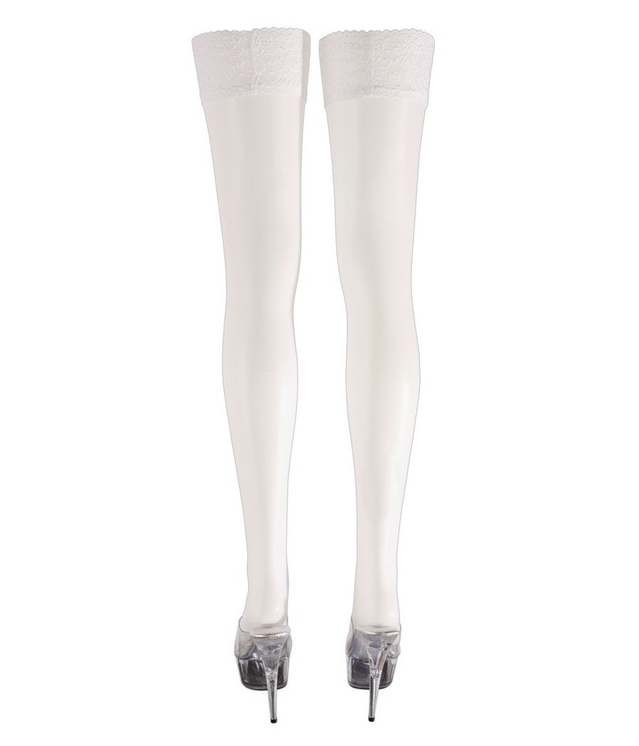 CALZE AUTOREGGENTI BIANCHE CON BALZA IN PIZZO