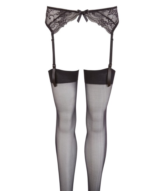 COLLANT SEXY CON REGGICALZE IN PIZZO "COTTELLI LEGWEAR" - COLORE NERO