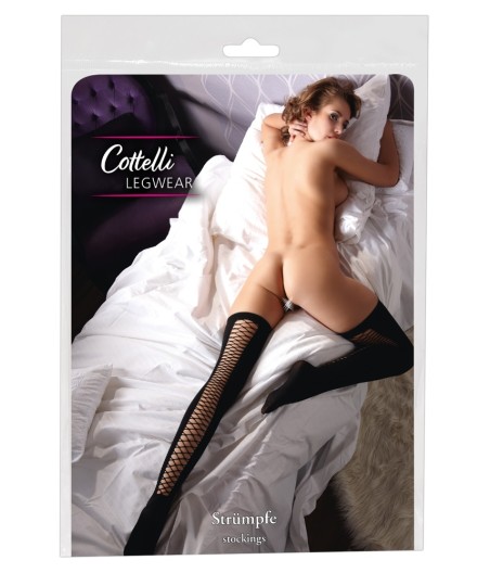 CALZE A RETE AUTOREGGENTI NERE CON BALZA IN PIZZO