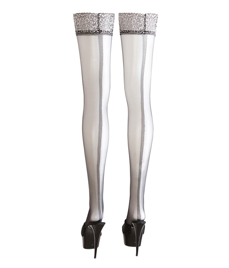 CALZE VELATE AUTOREGGENTI NERE CON BALZA IN PIZZO