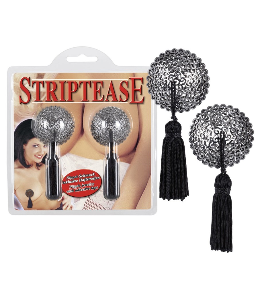 COPRICAPEZZOLI CON PERLE E CATENINA "STRIPTEASE" NERO