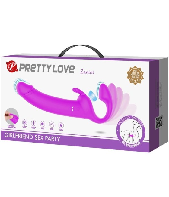 PRETTY LOVE - ZANINI STRAPLESS STRAP-ON 10 VIBRATIONS PURPLE