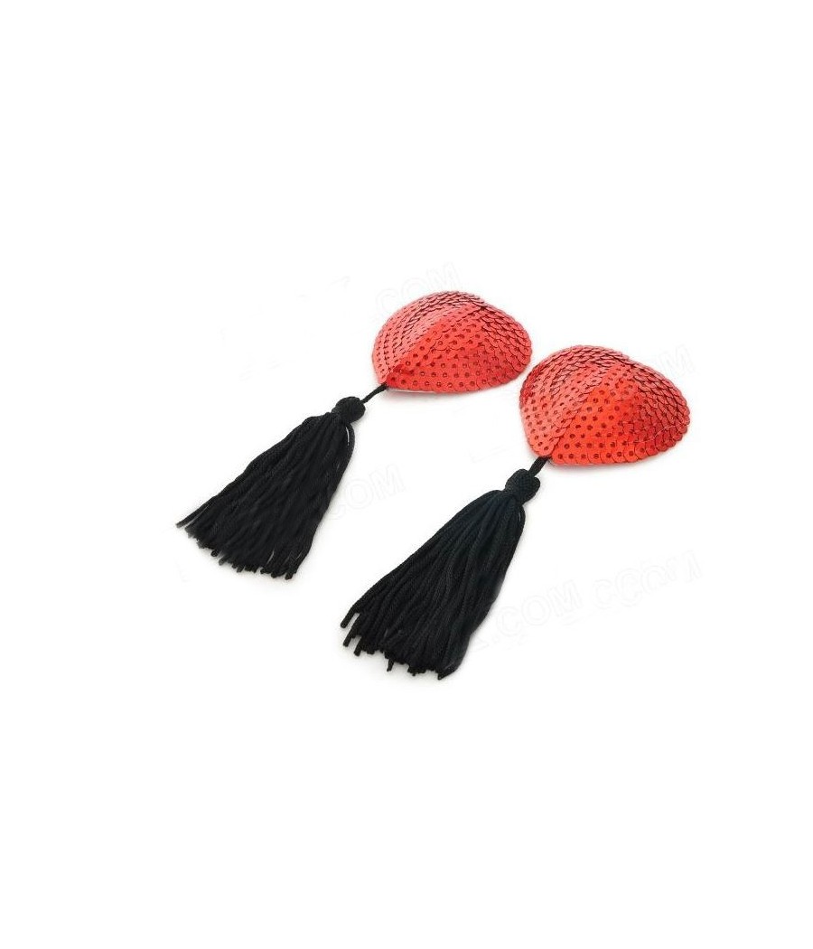 COPRICAPEZZOLI ROSSI A FORMA DI CUORE CON LUSTRINI