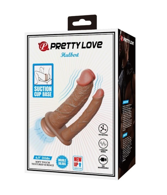 PRETTY LOVE - HULBERT DOUBLE REALISTIC DILDO WITH VIBRATION MULATO