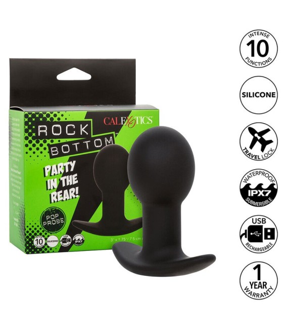 CALEXOTICS - ROCK BOTTOM ANAL PLUG 10 VIBRATIONS SILICONE BLACK