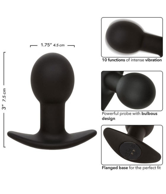 CALEXOTICS - ROCK BOTTOM ANAL PLUG 10 VIBRATIONS SILICONE BLACK