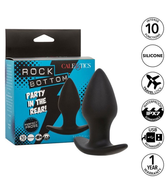 CALEXOTICS - ROCK BOTTOM PERFECT ANAL PLUG 10 VIBRATIONS SILICONE BLACK