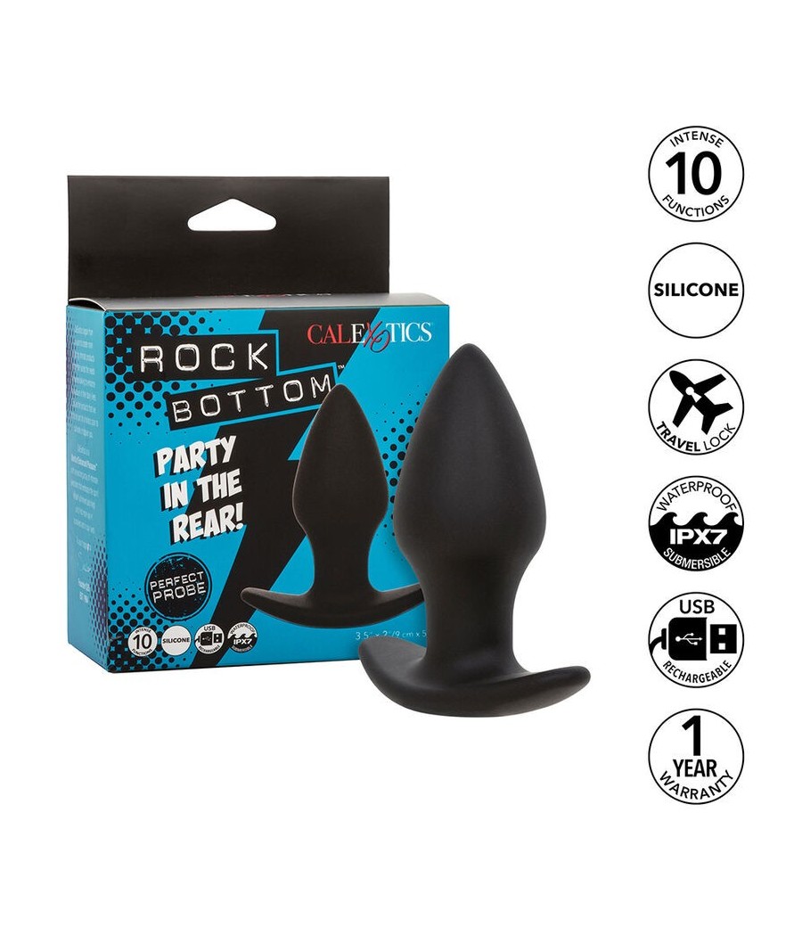 CALEXOTICS - ROCK BOTTOM PERFECT ANAL PLUG 10 VIBRATIONS SILICONE BLACK