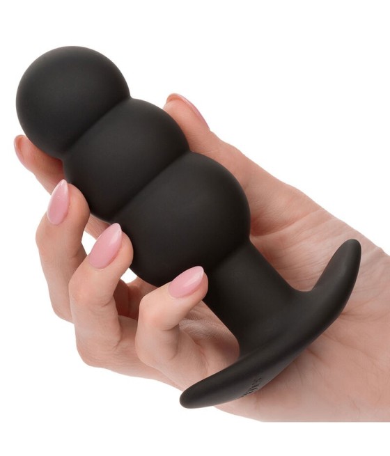 CALEXOTICS - ROCK BOTTOM BEADED ANAL PLUG 10 VIBRATIONS SILICONE BLACK