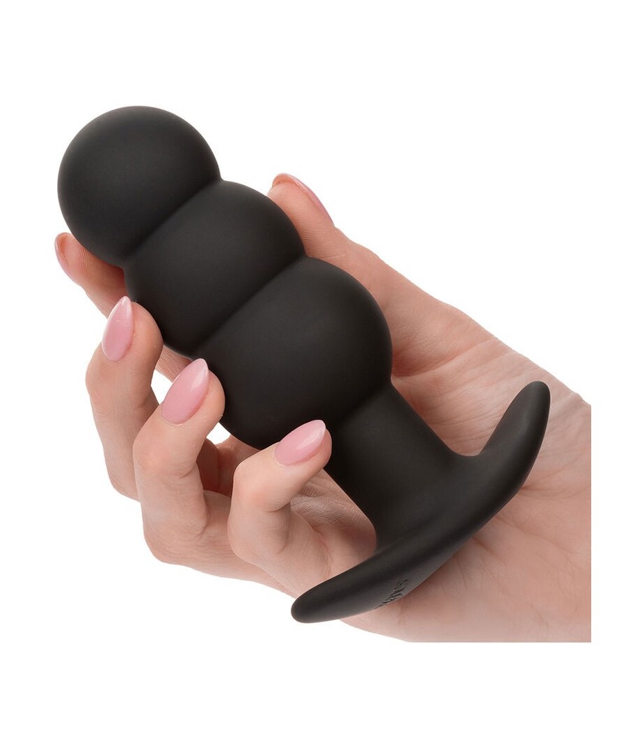 CALEXOTICS - ROCK BOTTOM BEADED ANAL PLUG 10 VIBRATIONS SILICONE BLACK