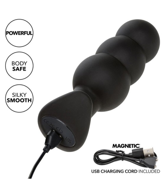 CALEXOTICS - ROCK BOTTOM BEADED ANAL PLUG 10 VIBRATIONS SILICONE BLACK