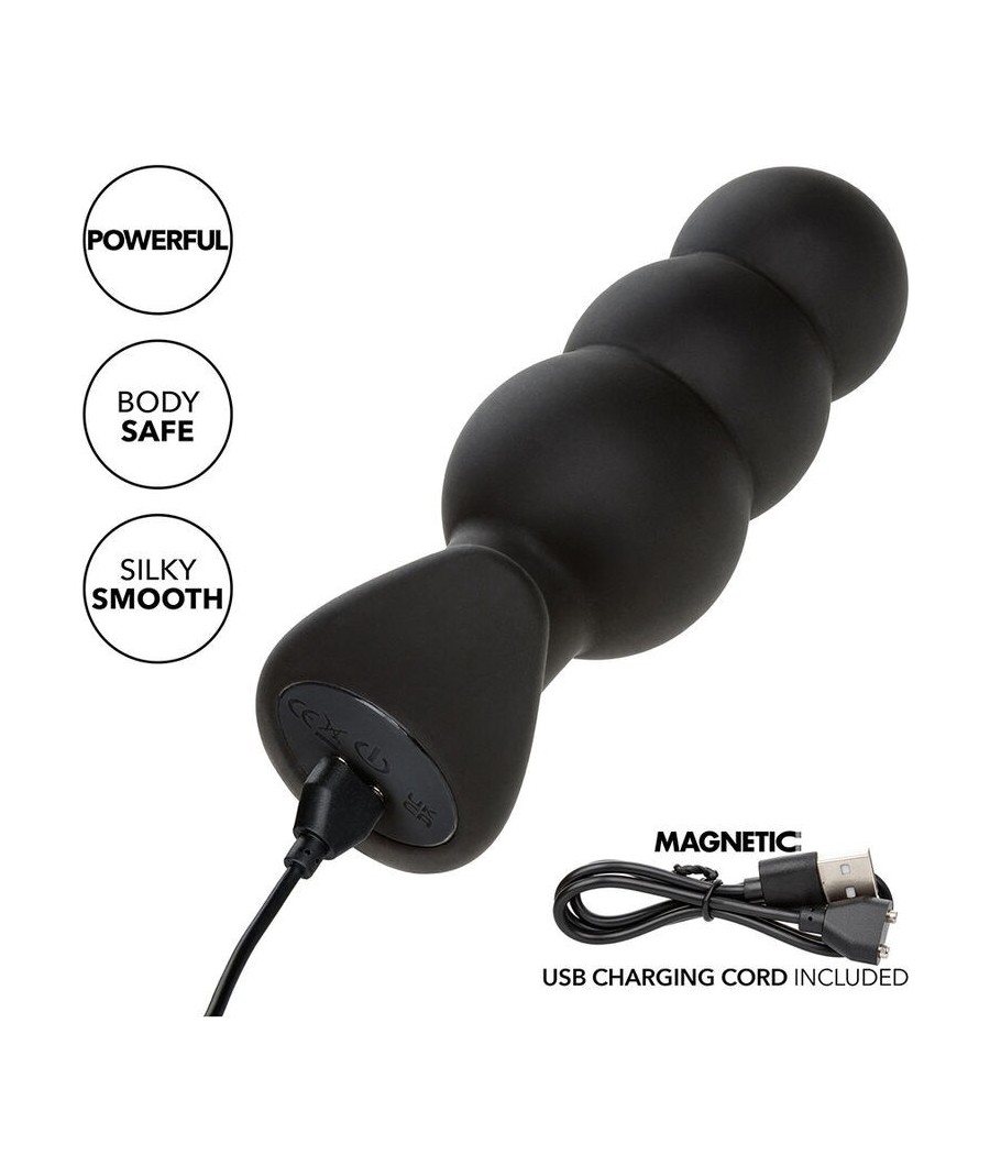 CALEXOTICS - ROCK BOTTOM BEADED ANAL PLUG 10 VIBRATIONS SILICONE BLACK