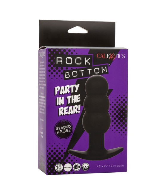 CALEXOTICS - ROCK BOTTOM BEADED ANAL PLUG 10 VIBRATIONS SILICONE BLACK
