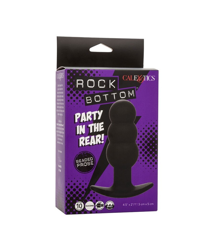 CALEXOTICS - ROCK BOTTOM BEADED ANAL PLUG 10 VIBRATIONS SILICONE BLACK