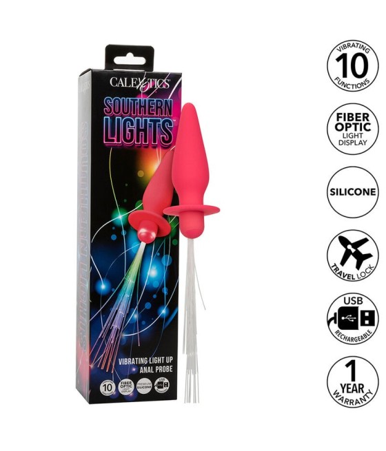 CALEXOTICS - SOUTHERN LIGHTS LIGHT UP ANAL PLUG 10 VIBRATIONS SILICONE PINK