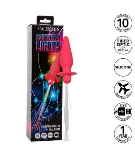 CALEXOTICS - SOUTHERN LIGHTS LIGHT UP ANAL PLUG 10 VIBRATIONS SILICONE PINK
