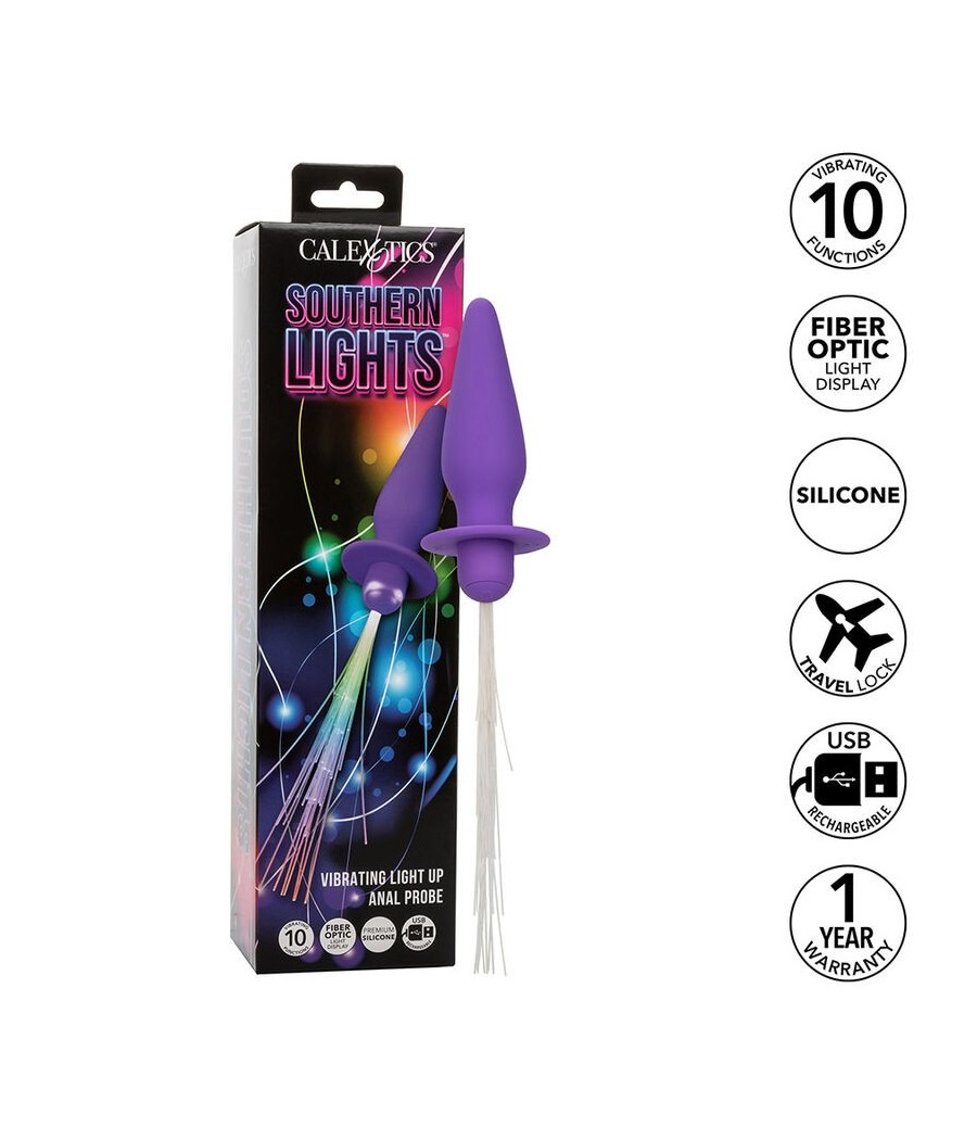 CALEXOTICS - SOUTHERN LIGHTS LIGHT UP ANAL PLUG 10 VIBRATIONS SILICONE PURPLE