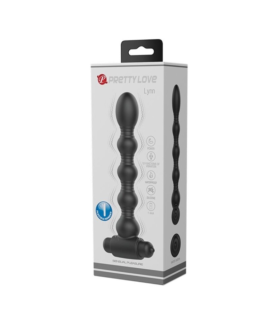 PRETTY LOVE - LYNN SILICONE ANAL PLUG 10 VIBRATIONS BLACK