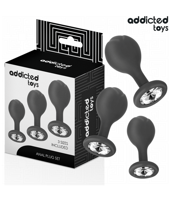 ADDICTED TOYS - SET OF 3 ANAL PLUG SILICONE WITH JEWEL