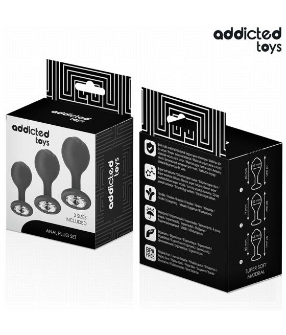 ADDICTED TOYS - SET OF 3 ANAL PLUG SILICONE WITH JEWEL