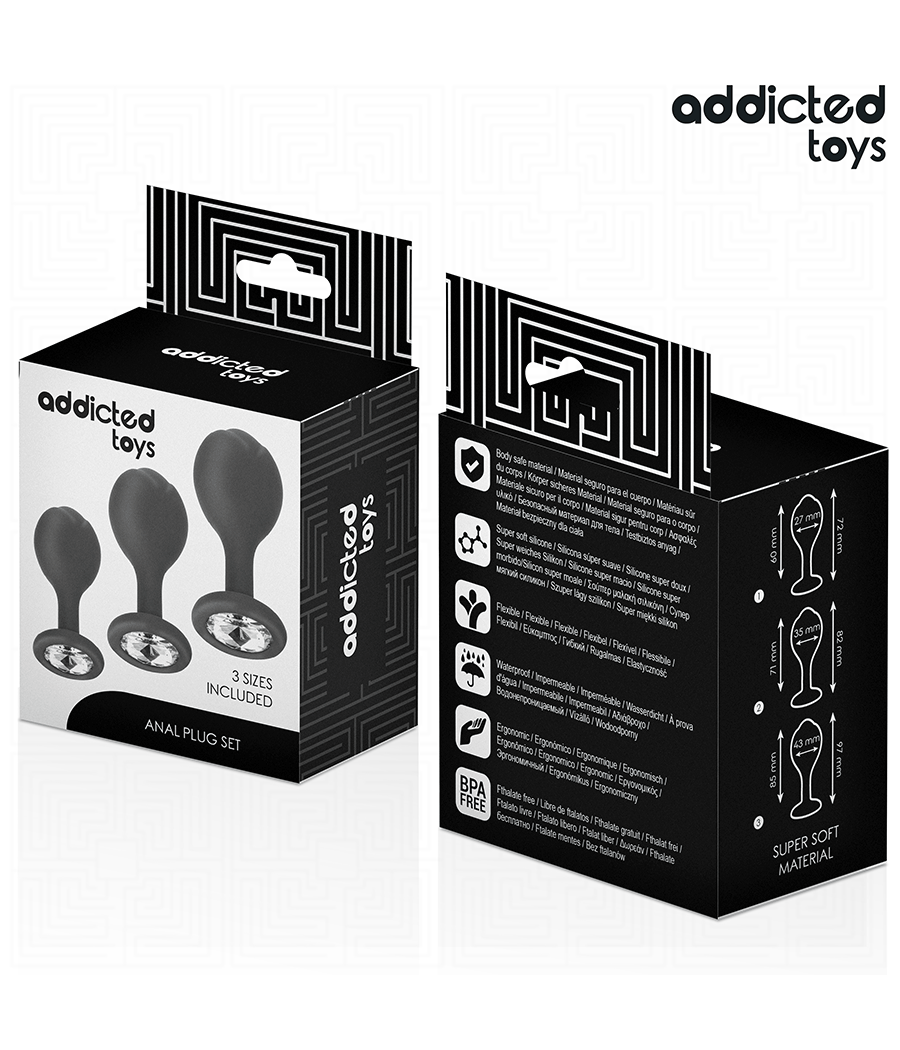 ADDICTED TOYS - SET OF 3 ANAL PLUG SILICONE WITH JEWEL