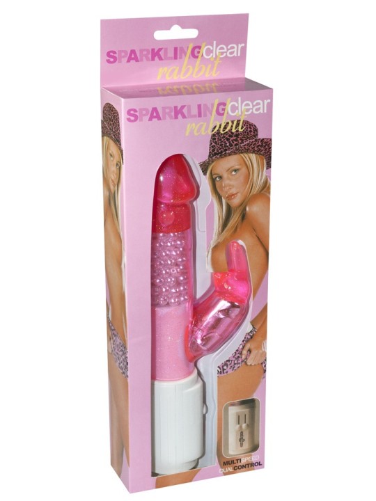 VIBRATORE CON STIMOLATORE CLITORIDE "SPARKLING CLEAR RABBIT" VIBRATORE CON STIMOLATORE CLITORIDE "SPARKLING CLEAR RABBIT"
