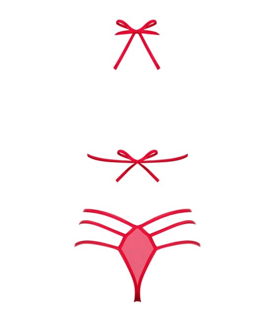 Set Giftella rosso di Obsessive con reggiseno e perizoma morbidi.