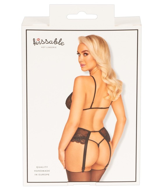 Morbido reggiseno, reggicalze e perizoma di kissable