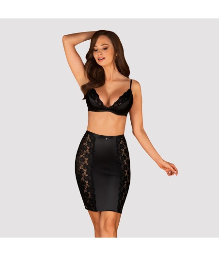 Set reggiseno e gonna nero Blanita di Obsessive