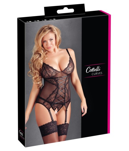 CORSETTO REGGICALZE IN PIZZO CON PERIZOMA COORDINATO