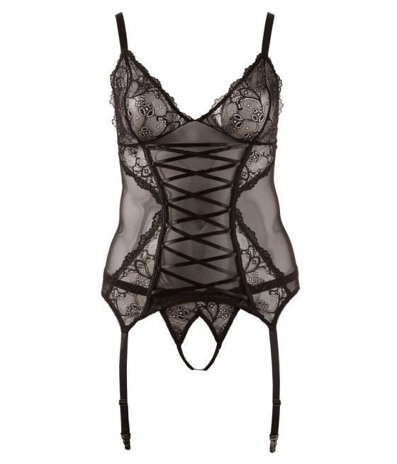 CORSETTO REGGICALZE IN PIZZO CON PERIZOMA COORDINATO