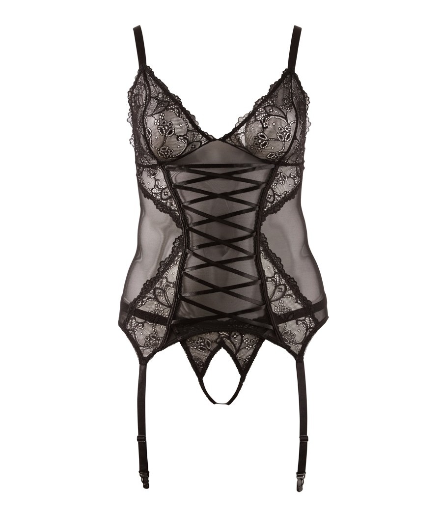 CORSETTO REGGICALZE IN PIZZO CON PERIZOMA COORDINATO