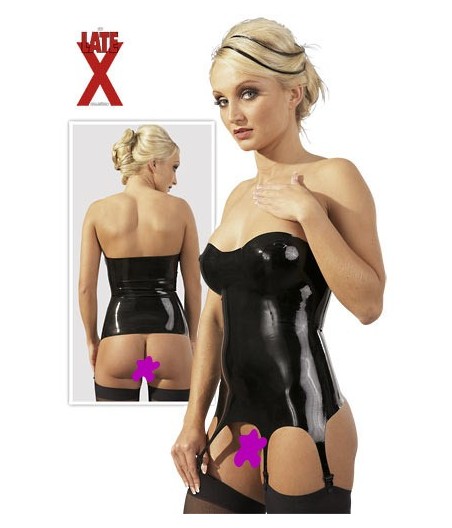 CORSETTO GUEPIERE IN LATEX NERO LUCIDO