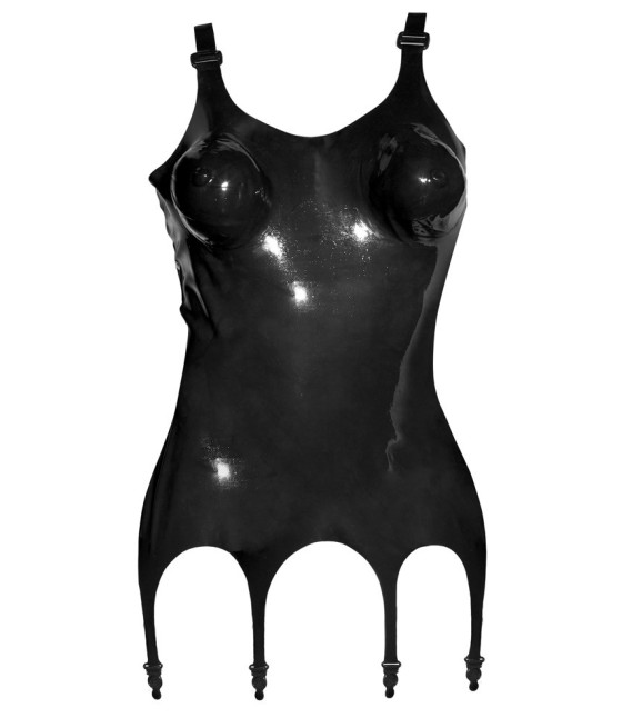 CORSETTO CON REGGICALZE IN LATEX NERO