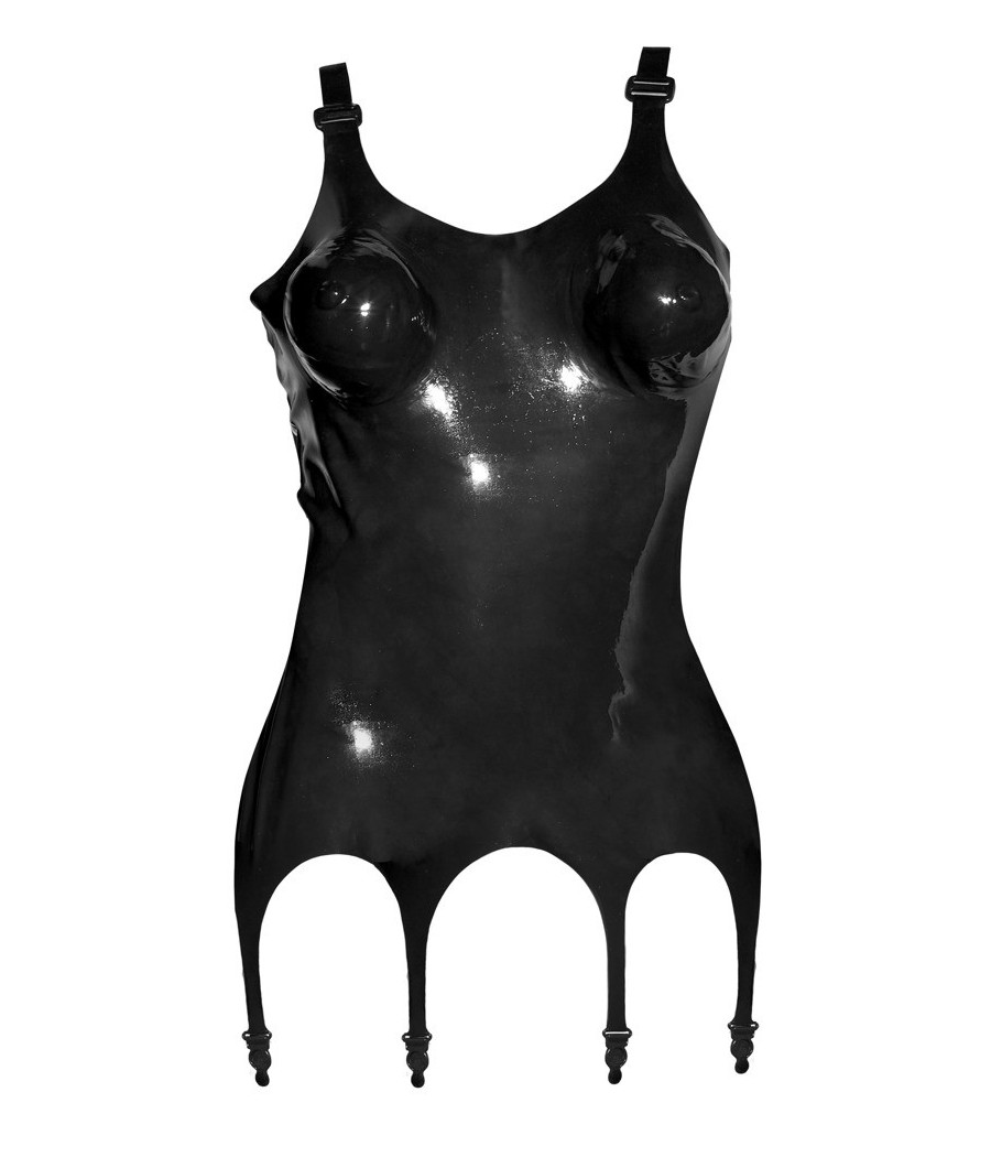 CORSETTO CON REGGICALZE IN LATEX NERO