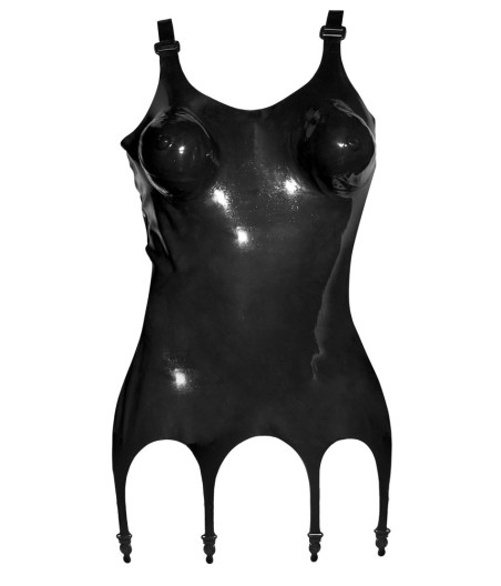 CORSETTO CON REGGICALZE IN LATEX NERO